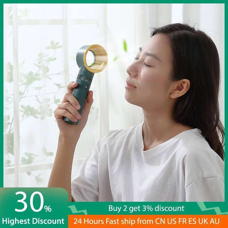 Portable Bladeless Fan Handheld Desktop Summer Mini Air Cooler No Leaf Ultra-quiet Rechargeable Fans for Travel Outdoor Office
