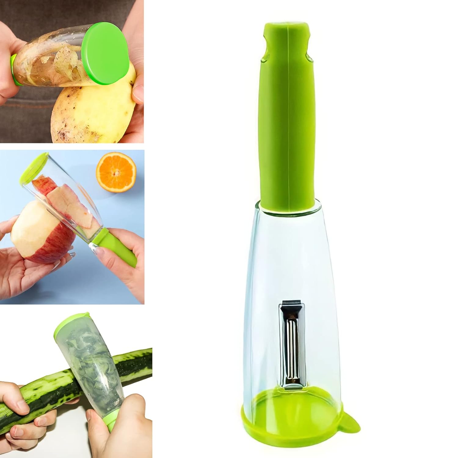 Smart Stainless Steel Vegetable & Fruit Peeler with Built-in Container - Easy & Mess-Free Peeling Tool