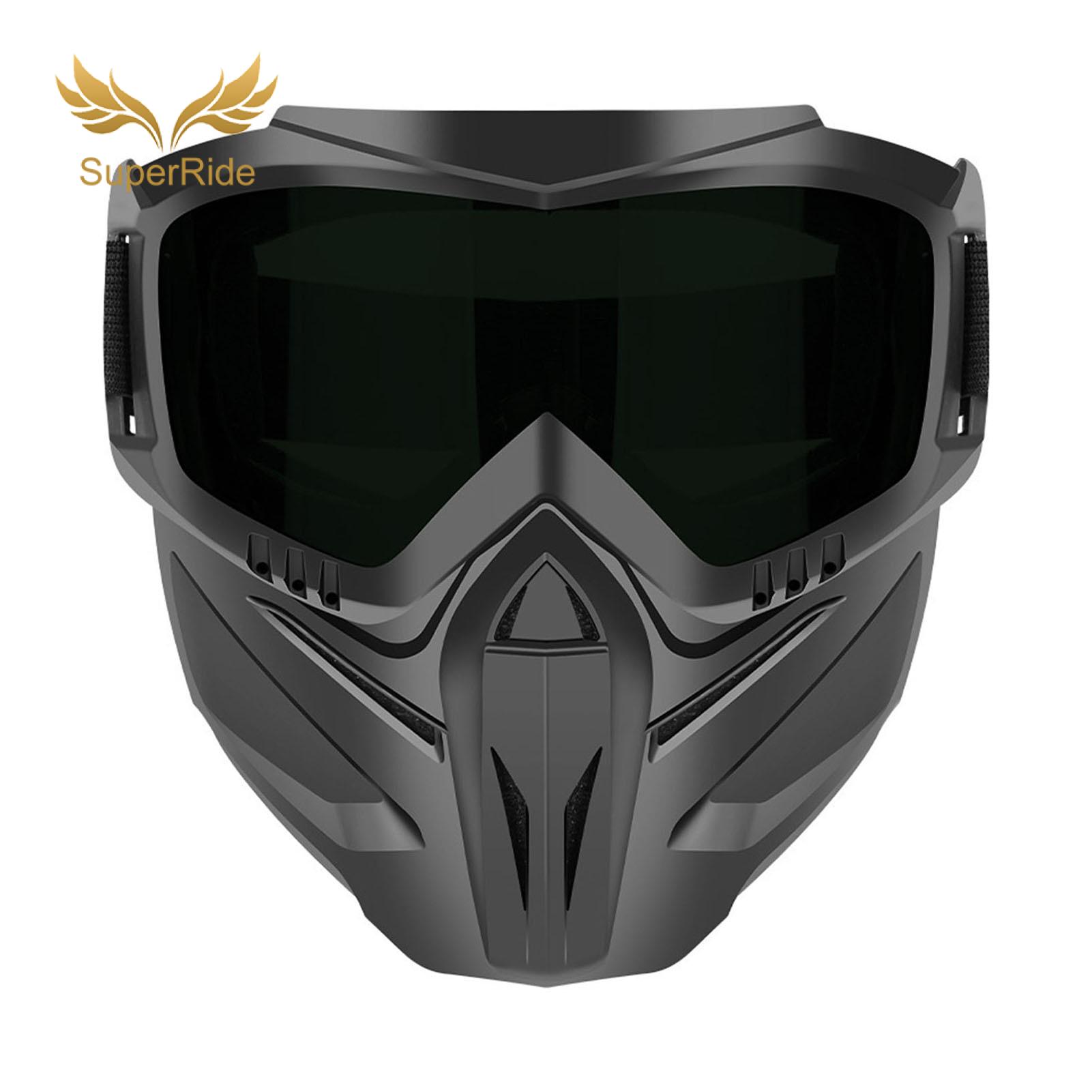 SuperRide Anti Fog Face Mask Full Face Mask with Detachable Anti-fog Goggles Uv Protection Windproof Shield for Welding Motorcycle for Outdoor