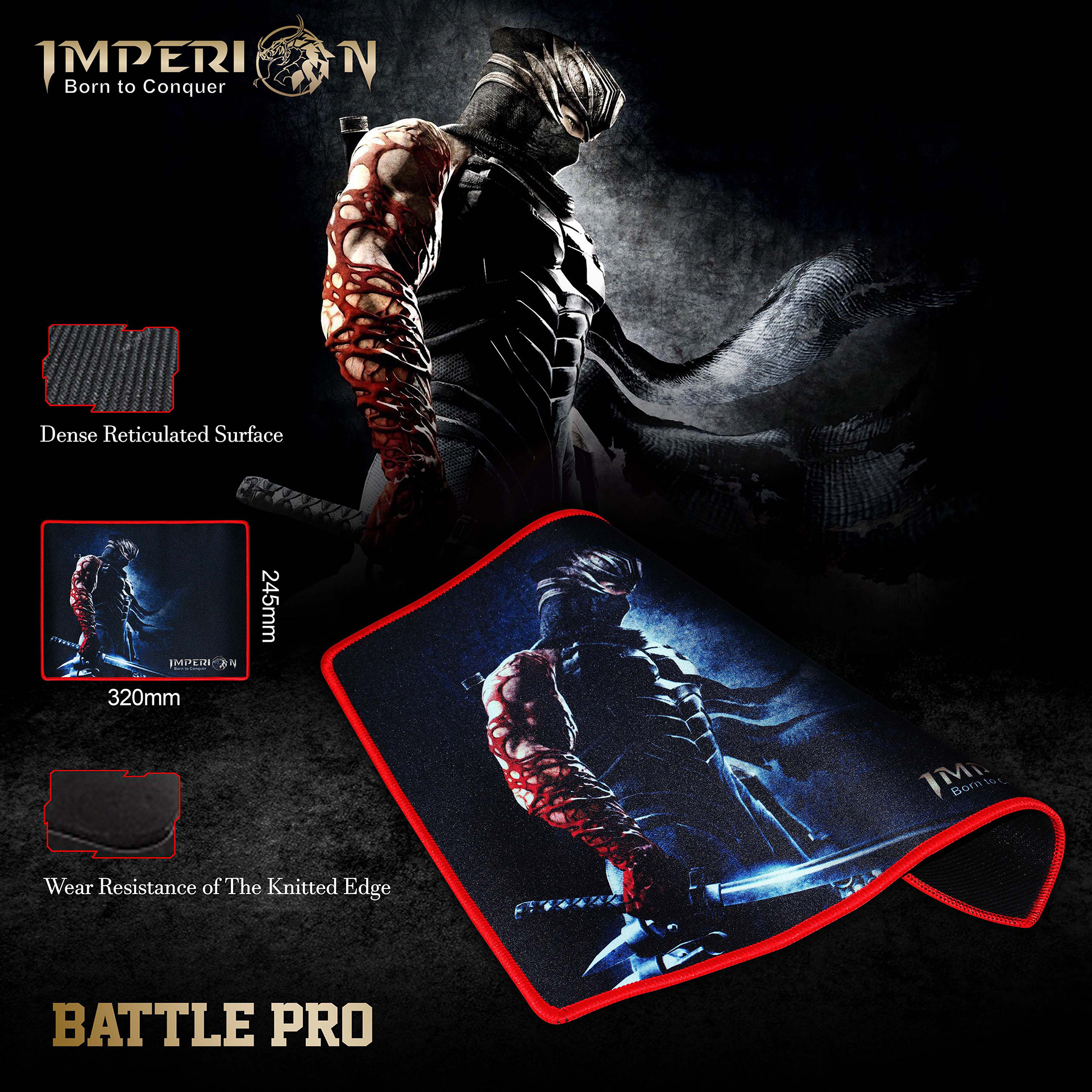 Imperion Battle Pro 320mm x 245mm x 3mm Gaming Mousepad