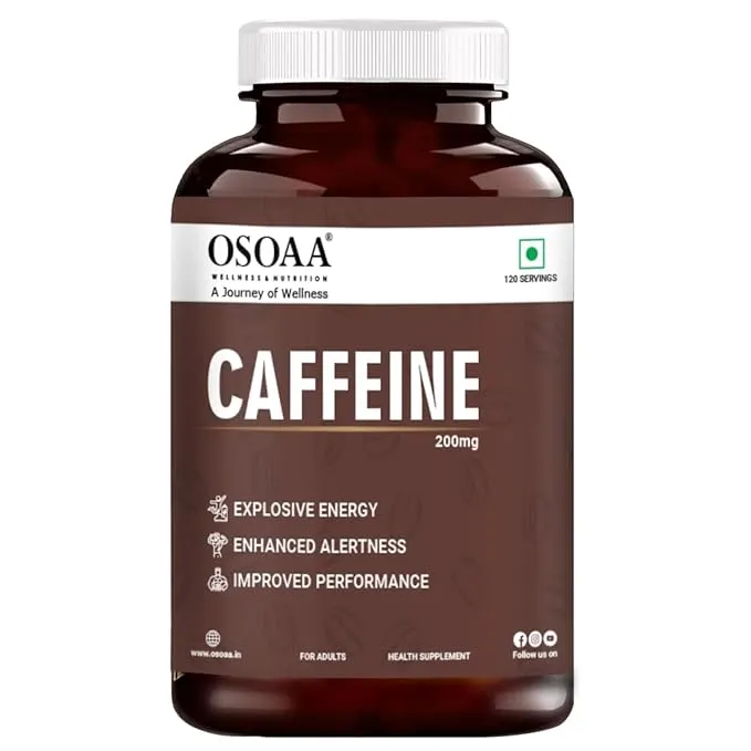 OSOAA Caffeine Tablets, 200MG, 120 Servings, Energy and Alertness Supplement