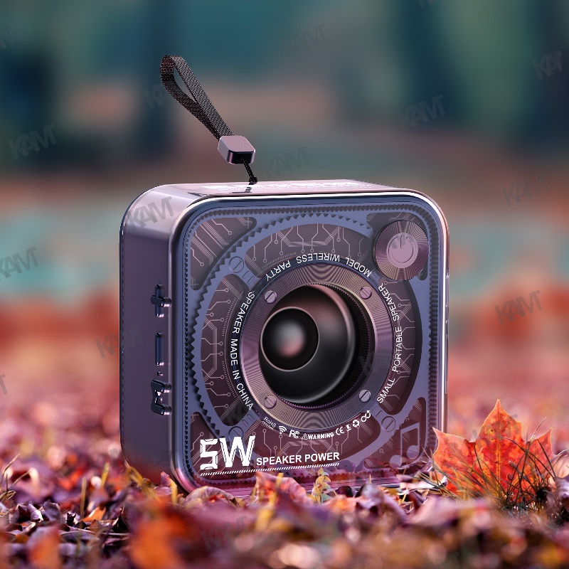 Products Book DW12 Clear Transparent Punk Mecha Gun Metal Woofer Speaker 5W Wireless Portable Bluetooth Speaker Mecha Theme Mini Speaker for Home Room Desktop Parties & Camping Gift Promotion Speaker