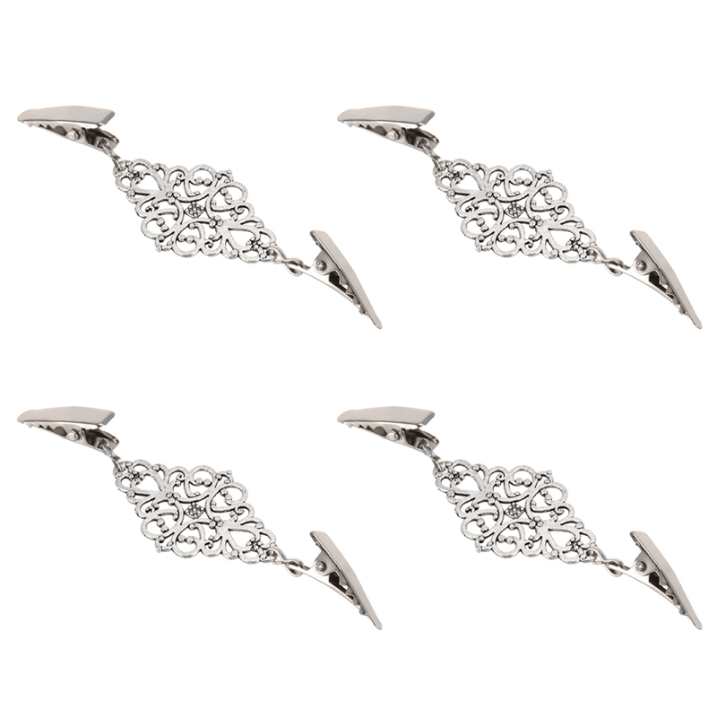 FORIDE 4X Women Cardigan Sweater Blouse Pin Shawl Brooch Flower Clips Shirt Collar Retro Duck Clip Scarf Clasps Silver
