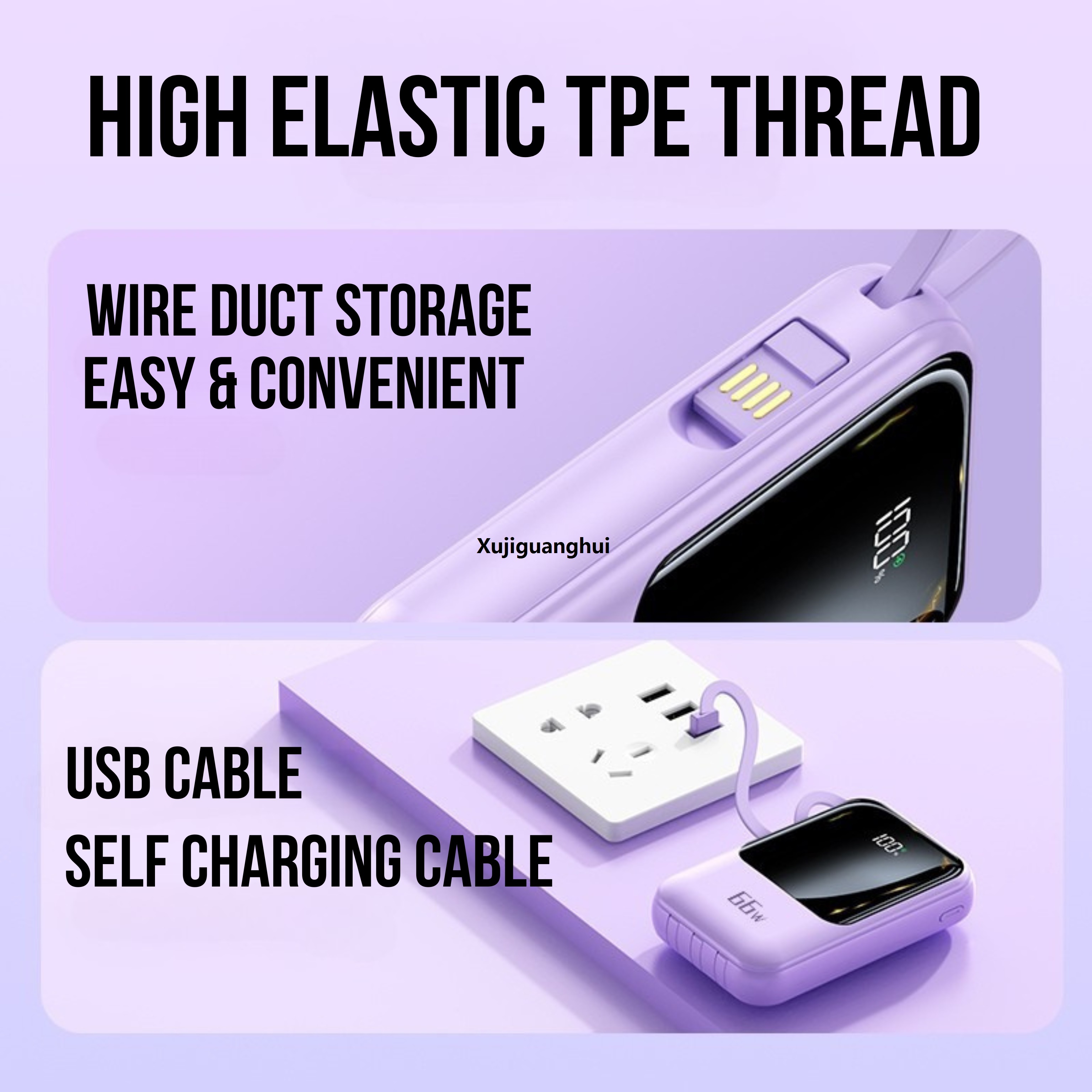 Xujiguanghui 10000mAh Powerbank Q129 66W Super Fast Charging with Built-in Cables, powerbank fast charging, powerbank for wifi router, pFifty percent discount owerbank for android, powerbank iphone, powerbank for laptop, powerbank light, powerbank mini, p