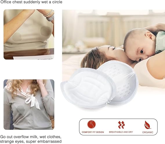 Disposable Breast Pads for Breastfeeding, Nursing Pads,Leakproof Design,Soft and Super Absorbent 2 Pair