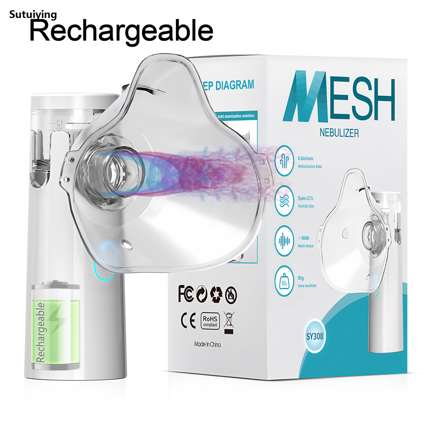 Sutuiying Rechargeable Handheld Mesh Nebulizer Portable Nebulizer Machine For High Quality Adults Kids Home Travel Inhalator Nebulizador Masks Humidifi