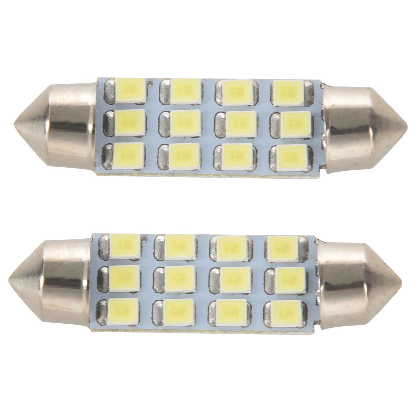 JINMY 2X 12 SMD 3528 LED White Car Interior C5W Dome Festoon Bulb Light Lamp DC 12V 42mm