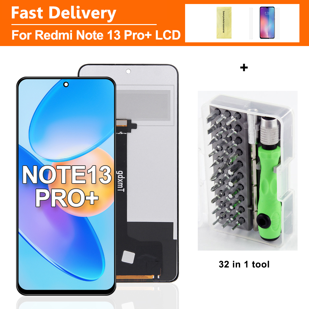 HOT 6.67“Super for Xiaomi Redmi Note 13 Pro+ 23090RA98G Lcd 10 Touch Screen Digitizer For Redmi Note 13 Pro Plus 5G 23090RA98C