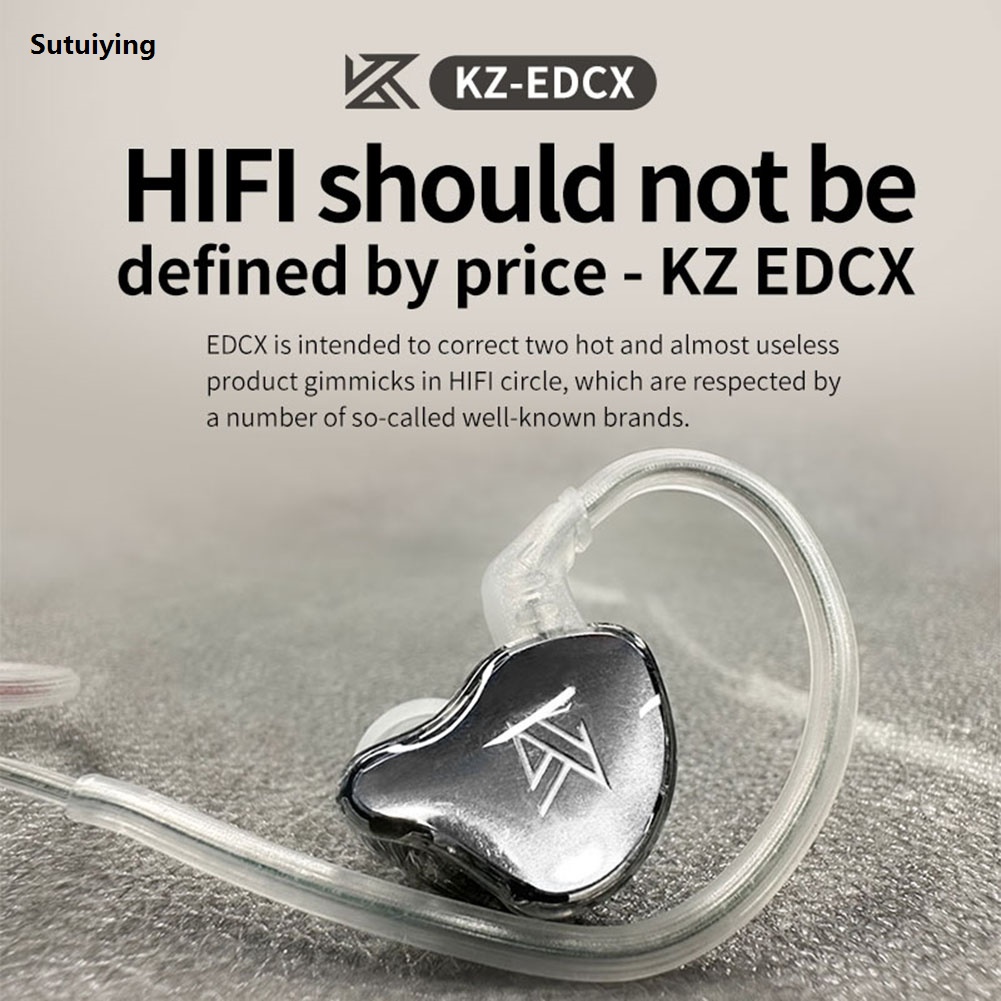 Sutuiying KZ EDCX In Ear Headphones Wired Headphone Dynamic Noise Cancelling Fashion 3.5mm Plug Stereo Earbuds for Music Sport Game