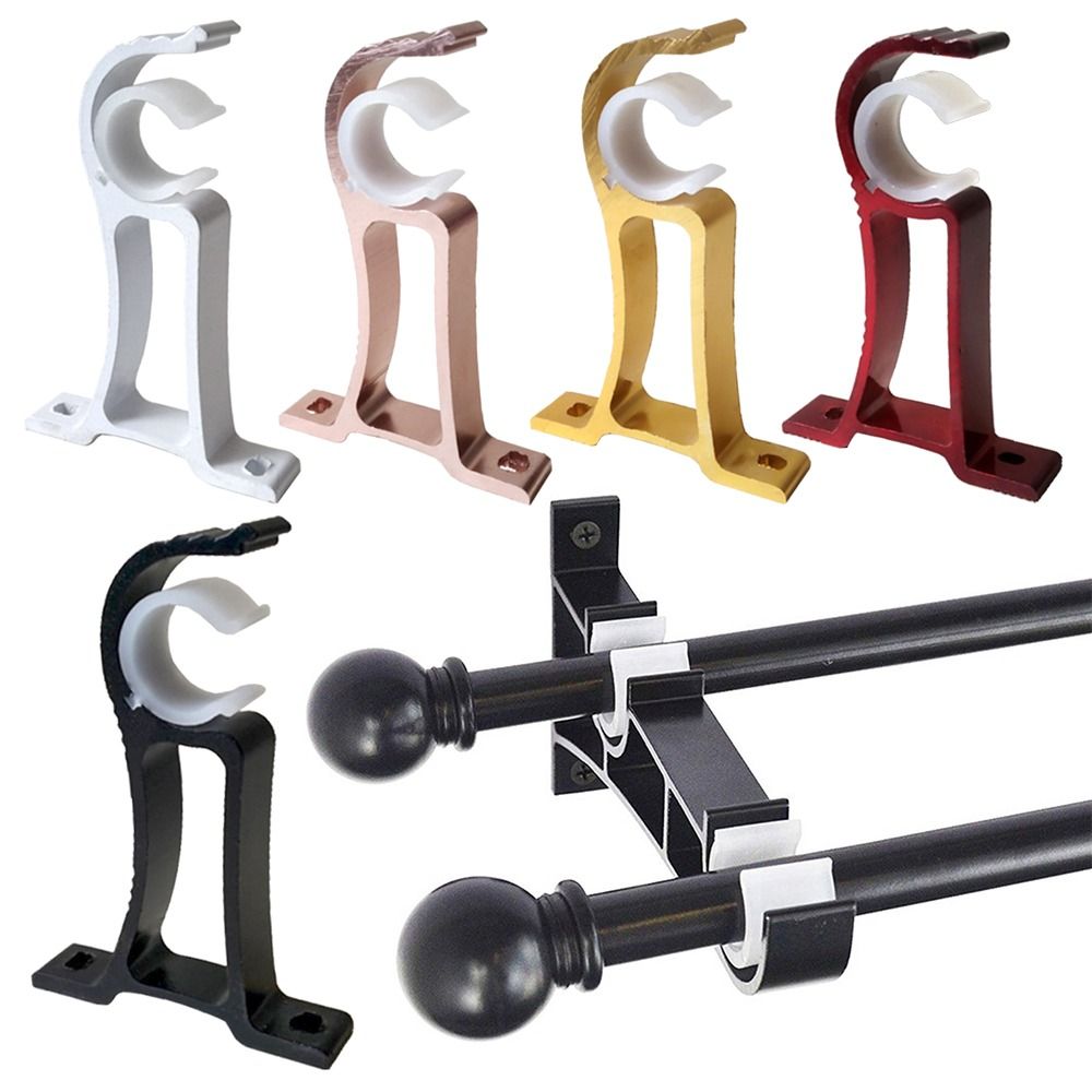 New Single Hang Curtain Rod Bracket Fixing Clip Thicken Hanger Hook Aluminum Alloy Crossbar Rod Support Clamp