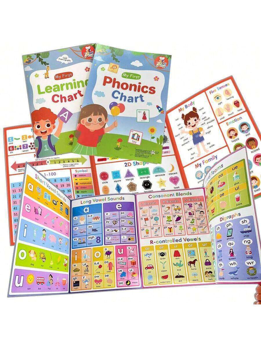 Phonics Chart Preschool Early Learning Alphabet Numbers1-10 Colors CVC Vocabulary English Words A4 Posters Montessori Educational Toys