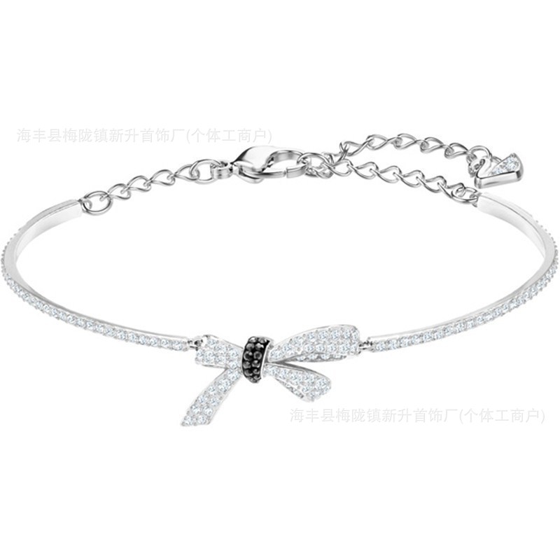 【Mega Sale】Shi Jia 1:1 Original Template silver Black and White Full Female Swarosu Crystal Bracelet Female Generation