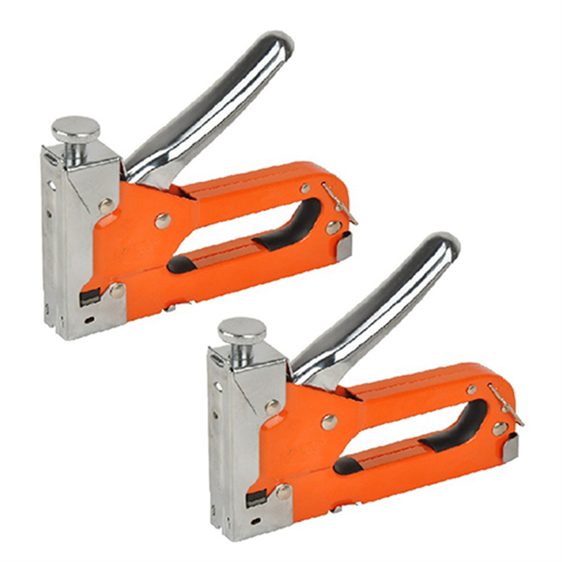 2 PCS 1 Nailer Stapler 80 Staple Wood Tool Hand In Fix Tool Stainless Stapler Tool Orange