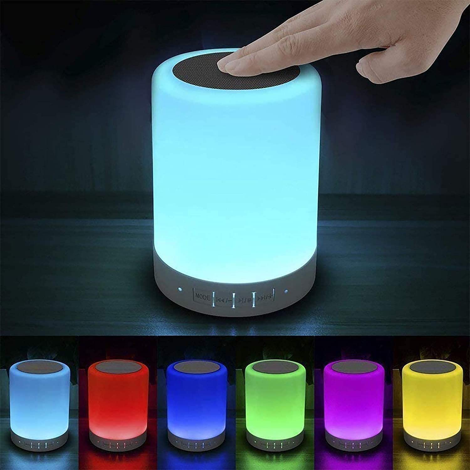 Spunky Addons Touch Bedside Lamp - with Bluetooth Speaker, Dimmable Color Night Light, Outdoor Table Lamp with Smart Touch Control, Best Gift for Men Women Teens Kids Children Sleeping Aid