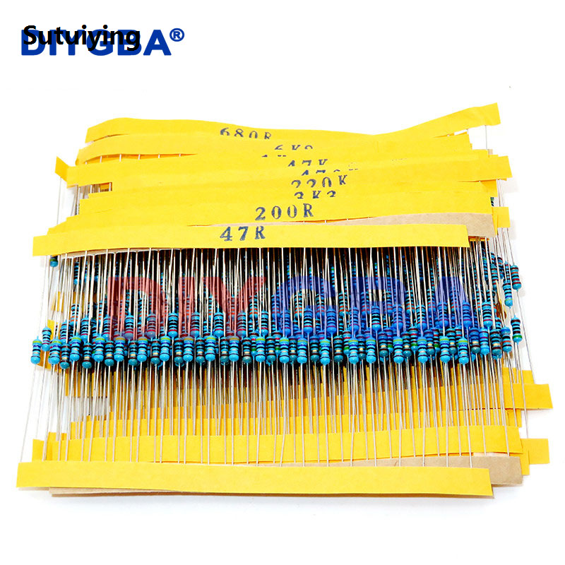 Sutuiying 600PCS/LOT 1/4W Metal Film Resistor Kit 1% Resistor Assorted Fashion Kit Set 10 -1M Ohm hm Resistance Pack 30 Values each 20 pcs