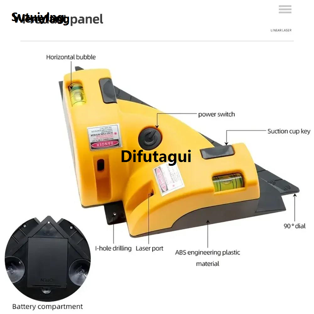 Wenefang Sutuiying 90° Infrared Laser Level Laser Instrument Vertical Horizontal Line 2025 High Quality Projection with Suction Cup Accurate Measurement Laser Wiper