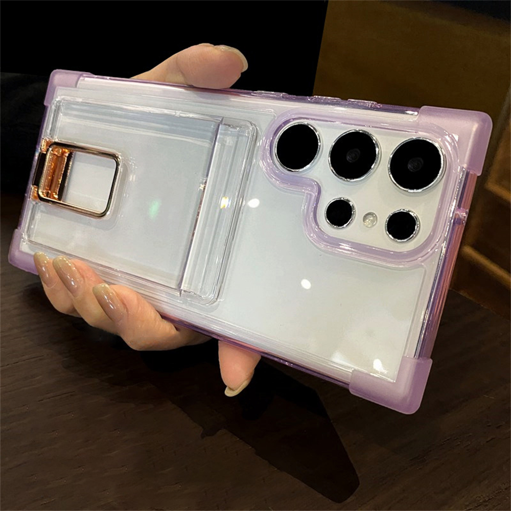 NEW HODON Luxury Matte Clear Wallet Slots Card Holder Stand Phone Case for Samsung S25 Plus S23 S22 S24 Ultra Plus Note 20 Cases Transparent Shockproof Cover