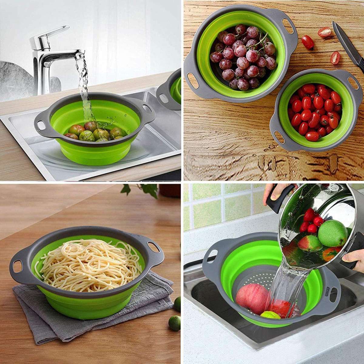 Silicone Folding Rice Strainer Bowl For Kitchen