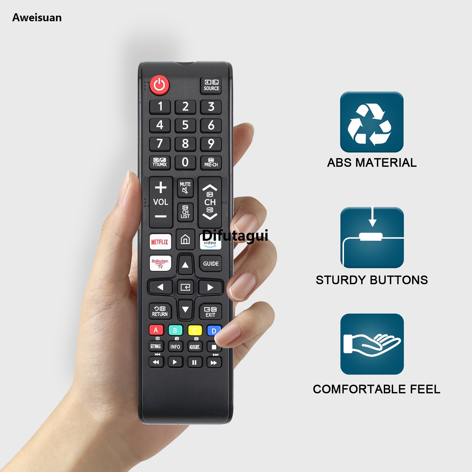 Difutagui New Universal Remote Control for Samsung Smart Tv, Control Replacement Luxury Fit for 4K Uhd Qled Hdtv Led Tvs, with Hulu Netflix Primevide