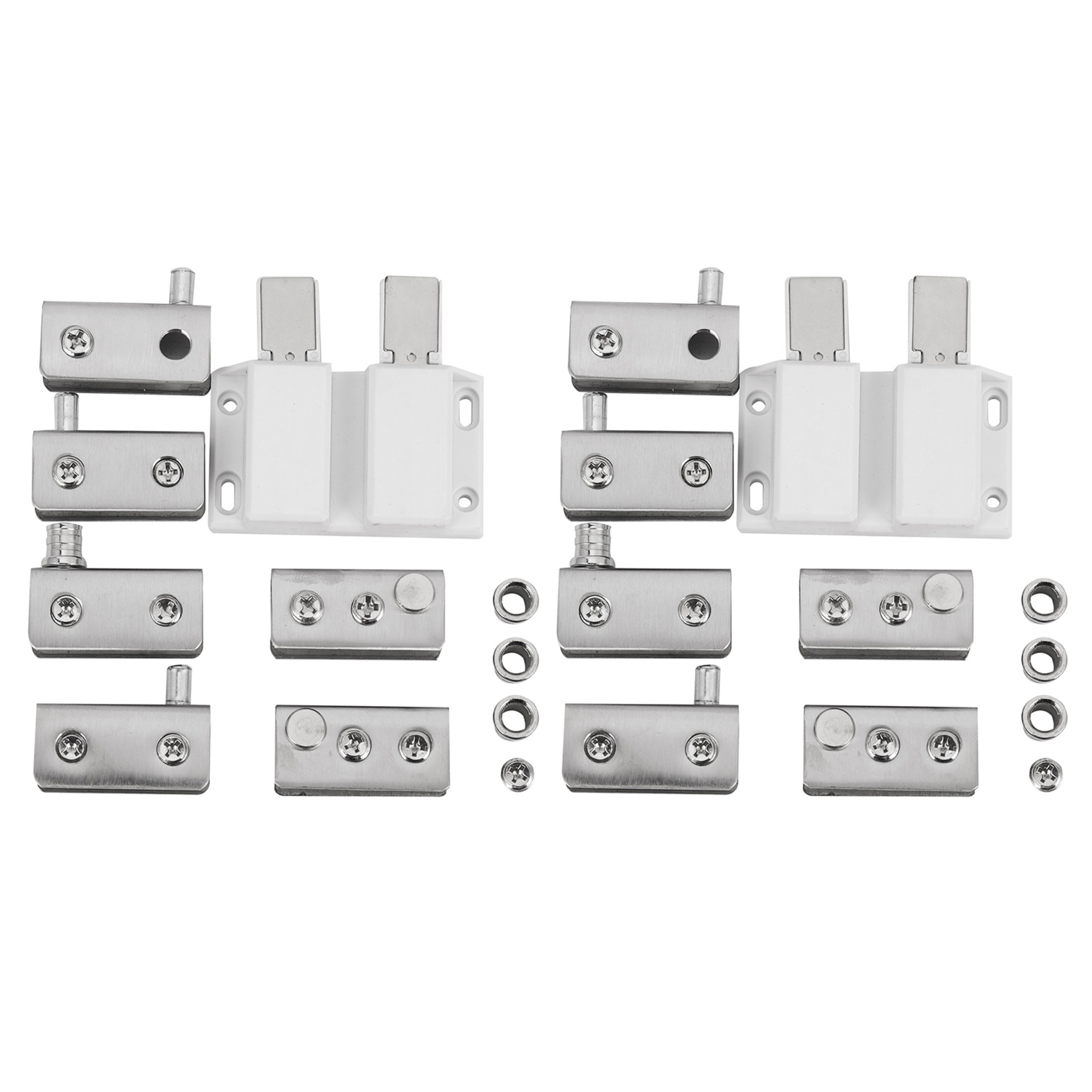 fasdaga 2X Stainless Steel Glass Door Pivot Hinge Double Magnetic Catch Set for 5-8mm Glass Door