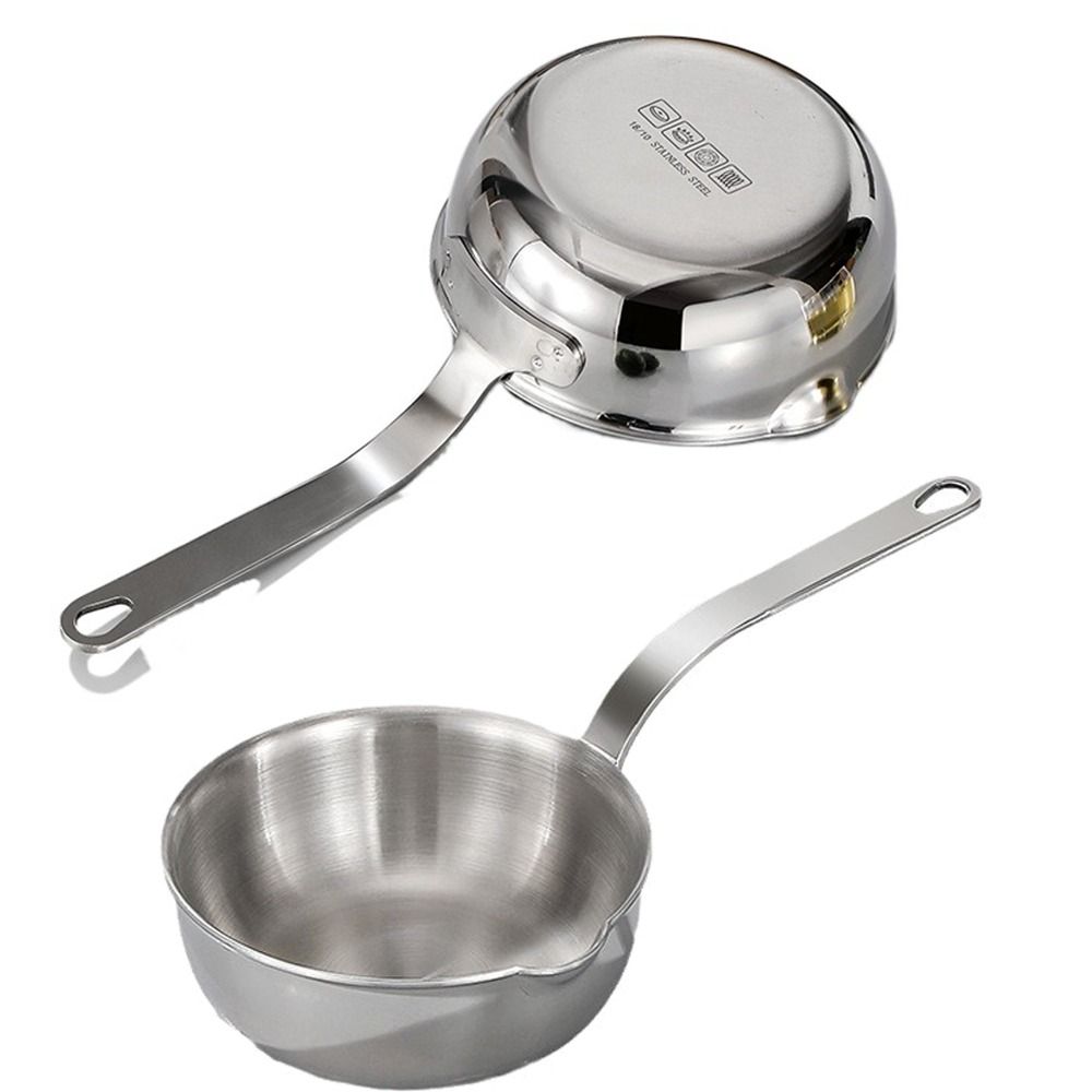 Practical Scalding-proof Hot Oil Splashing Pot Ergonomic Handle Thickened Egg Frying Pan Hanging Hole 304 Stainless Steel Milk Heating Pan Baking