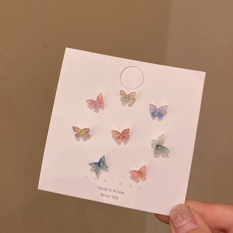 【Best Price Guaranteed】S925 Super Fairy Three-Dimensional Bowknot Earrings suit Combination Small and Simple Niche Design Earrings for Women