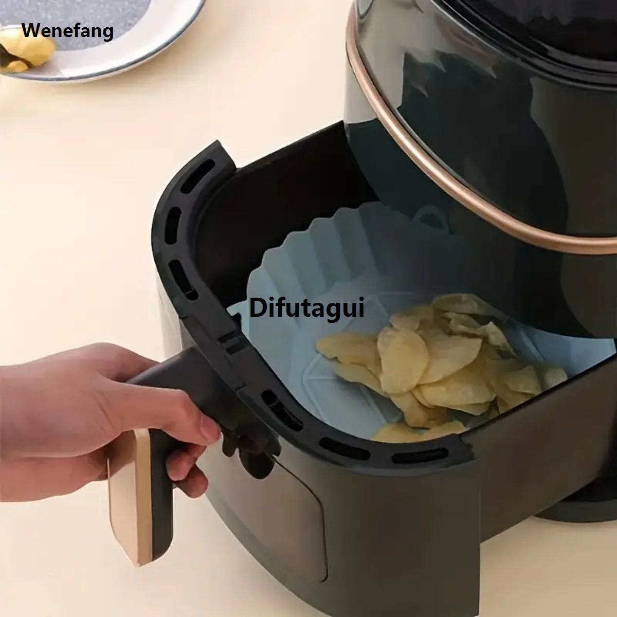 Difutagui 1pc Reusable Silicone Air Fryer Liner-Foldable, Non-stick Bargain price Baking Mat-Heat Resistant, Kitchen Cooking Accessory