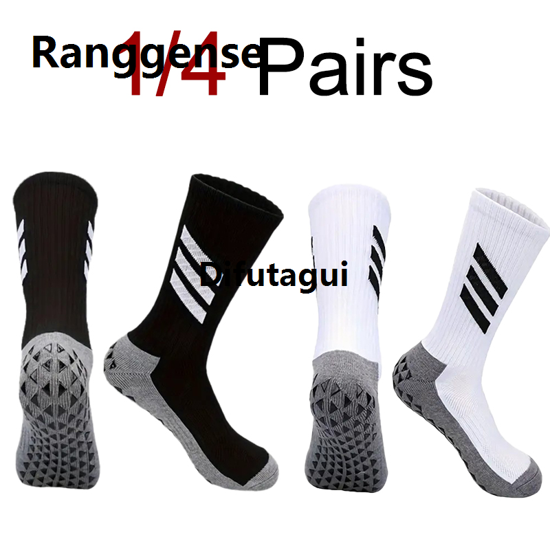 Difutagui Sales promotion 1/4 Pairs Men Non Slip Towel Bottom Football Sports Socks New style Odor Resistant Sweat Absorbing Breathable Rugby Basketball Yoga Socks