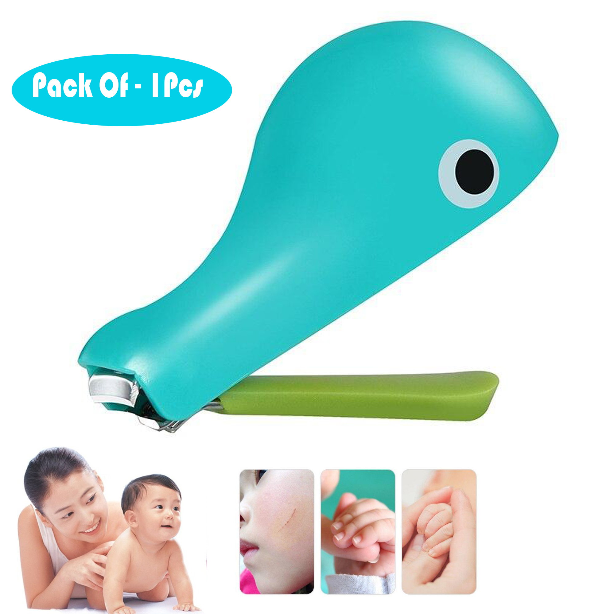 Mumlove Baby Nail Scissors - Safety Infant Finger Trimmer, Cartoon Dolphin Nail Cutters, Shower Gift