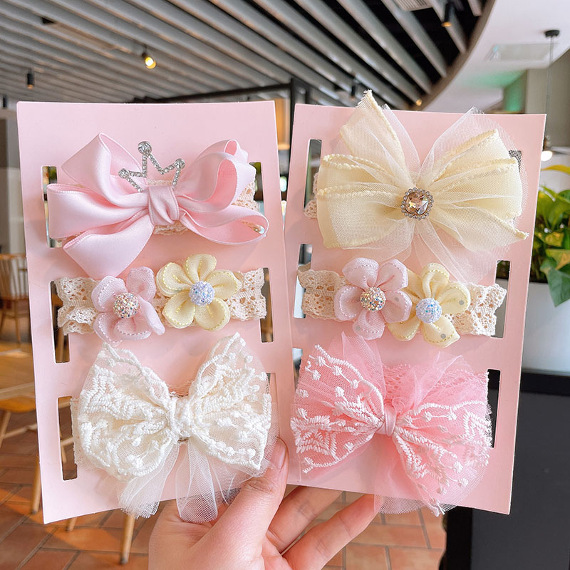Baby Hair Bow Belt Soft Baby 3pcs/Set Elegant Lace Flower Girl Headband Stretch Newborn Hair Princess Baby Hair Accessories