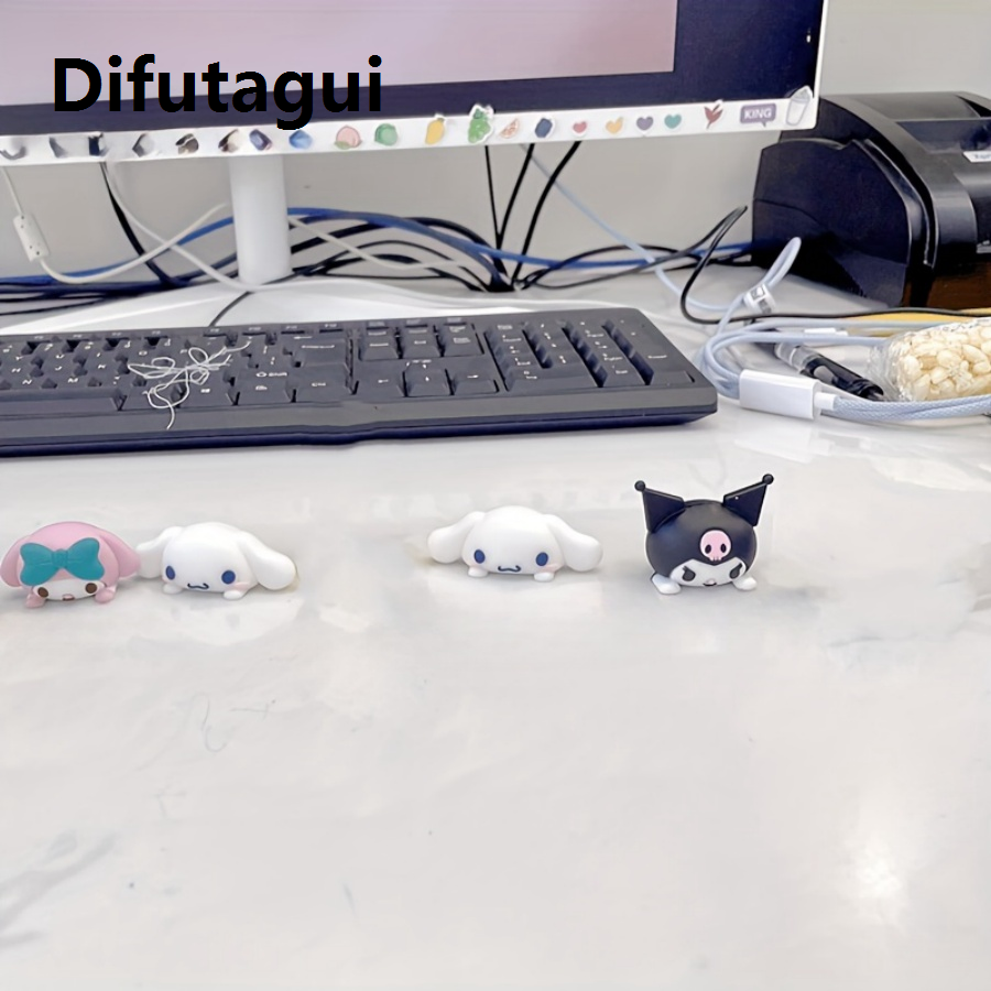 Difutagui New 1/4/6pcs HelloKitty My Melody Kuromi Cinnamoroll Rubber Durable Cute 3D Cartoon Dashboard Decorations for Vehicle Decor