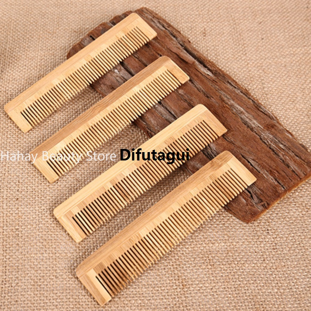 New 1pcs Natural Peach Solid Wood Comb Engraved Peach Wood Healthy Massage Anti-Static Comb Hair Care Tool Beauty Accessories