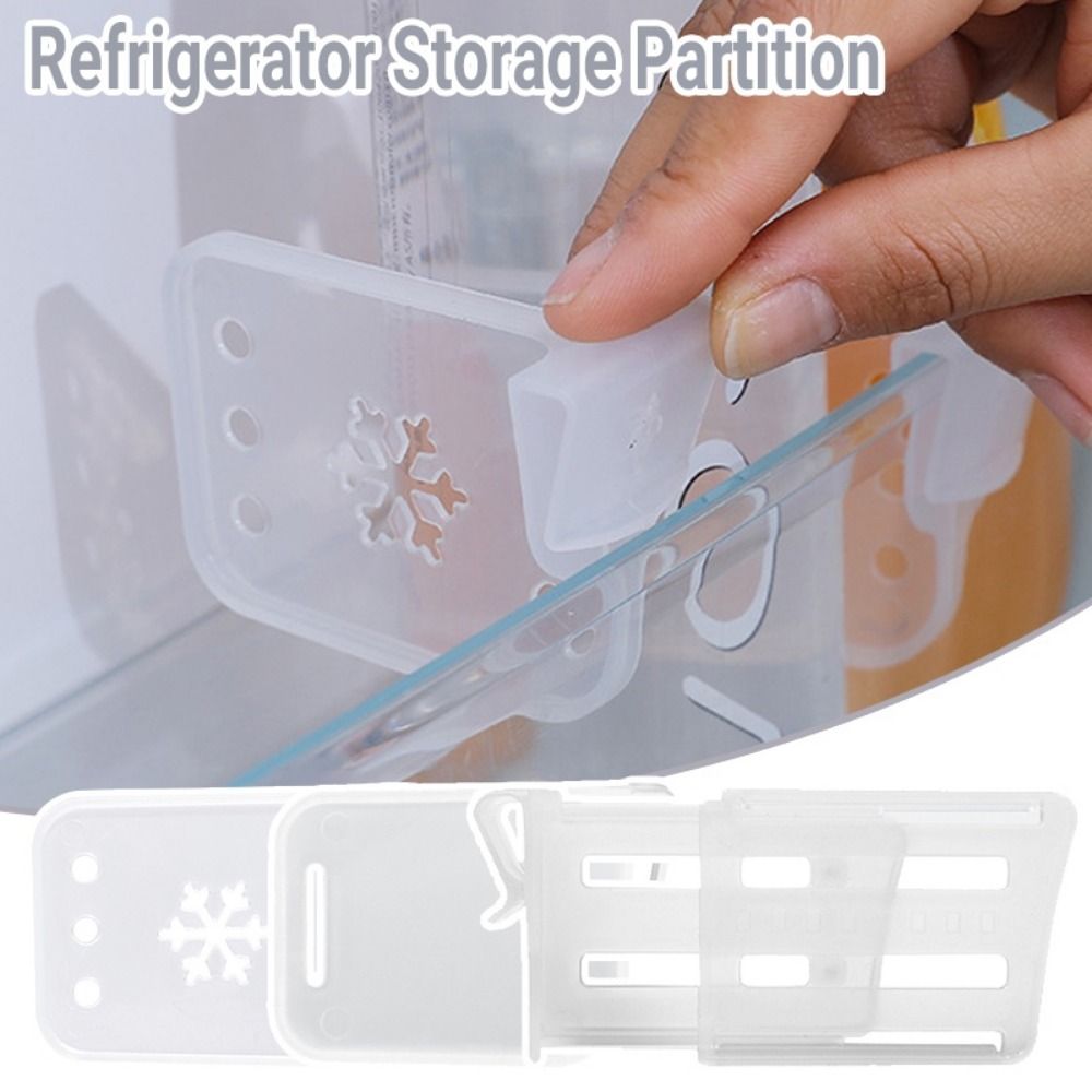 1Pcs/1Set Durable Fridge Side Door Refrigerator Partition Board Bottle Can Organizer Kitchen Accessories Storage Shelf Plastic Separating Divider Clip
