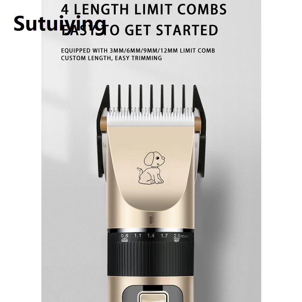 Sutuiying transparent bag Dog Shaver Clippers Low noise Rechargeable Electric Quiet Hair Clippers Set for Small/Large Cats Dogs -Gold