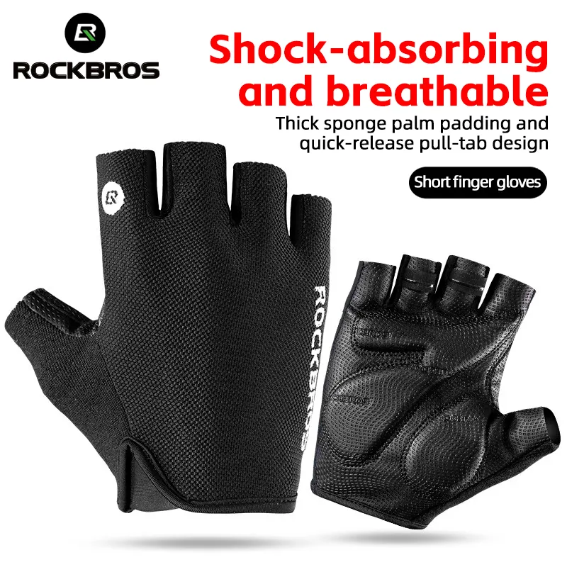 GLOVES, SHORTS, CYCLING GLOVES, ROAD MOUNTAIN BIKE MATS, SBR SUMMER HALF FINGER ROCKBROS BIKE GLOVES, BREATHABLE NON SLIP SHOCK RESISTANT BIKE