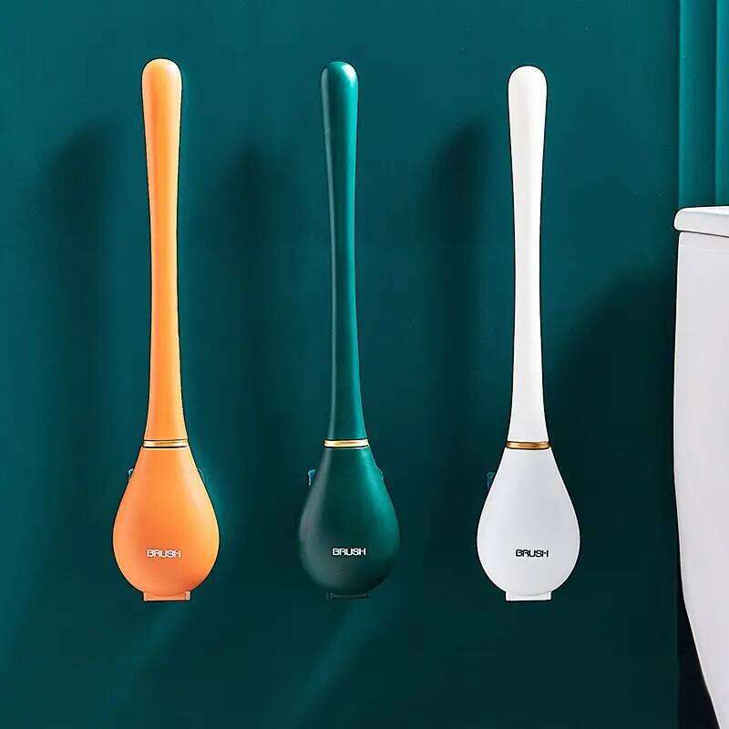 Household Long Handle Soft Hair Set Silicone No Dead Angle Wall Hanging Toilet Cleaning Brush