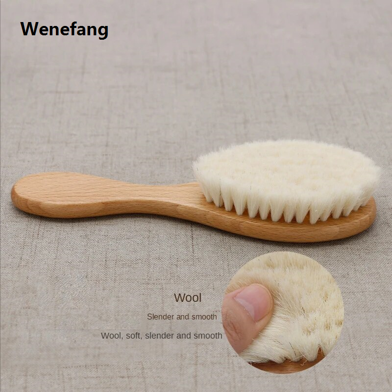 Wenefang Soft Baby Wood Brush Newborn Baby Stuff Natural Wool Comb Infant Hair Brush Head Massager Portable Kid Babies Bath Accessories