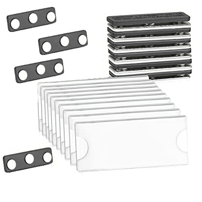 Magnetic Badge Holders with 3 Strong Magnets, Business Name Tag/ID Badge Set of 10