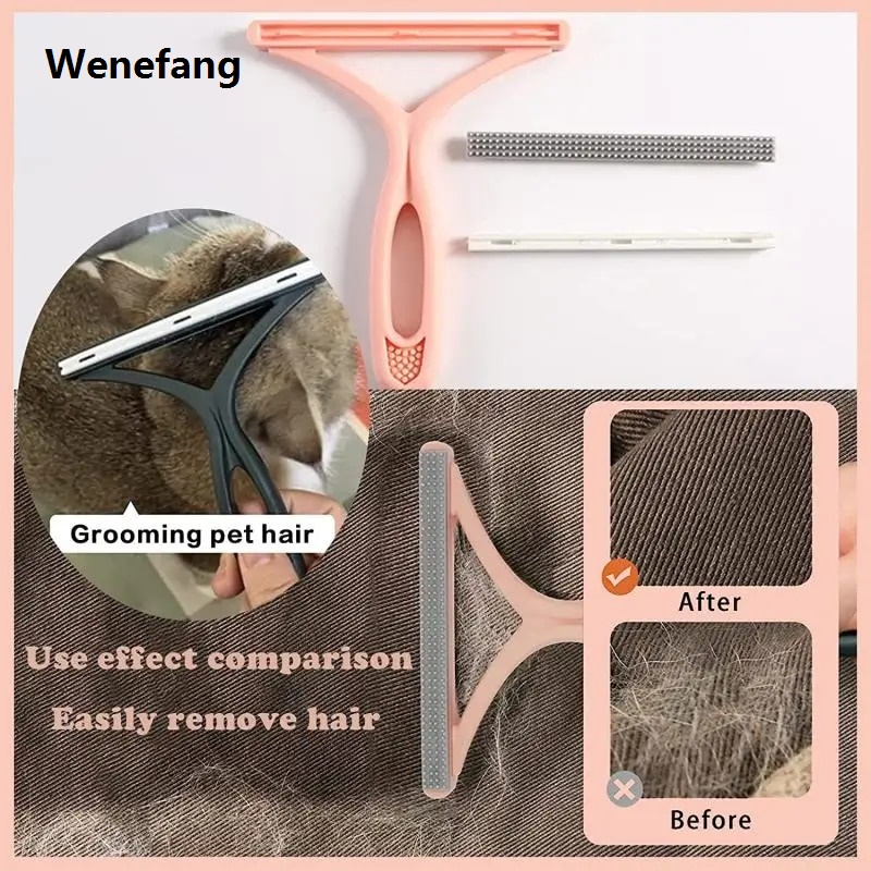 Wenefang transparent bag Scrubber De-baller Coat Shaver Pet Cat Dog Hair Removal Cleaning Brush Cleaning Brush Double Sided Scraper Fabric Lint Remover