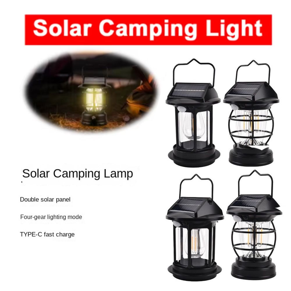 Portable with Handle Solar Camping Lantern High Brightness Motion Sensor Camping Light Hanging Waterproof Solar Powered Tent Lamp Household Outdoor