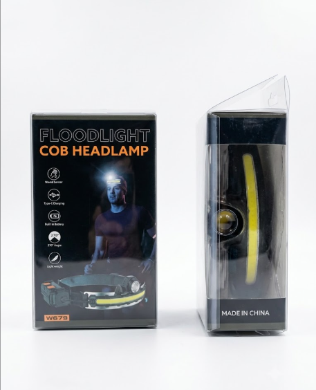 Rechargeable Torch Light & LED Head Lamp W679 - Wave Sensor Headlight Torch, $270^\circ$ Wide COB Sensor Light for Outdoor & Emergency