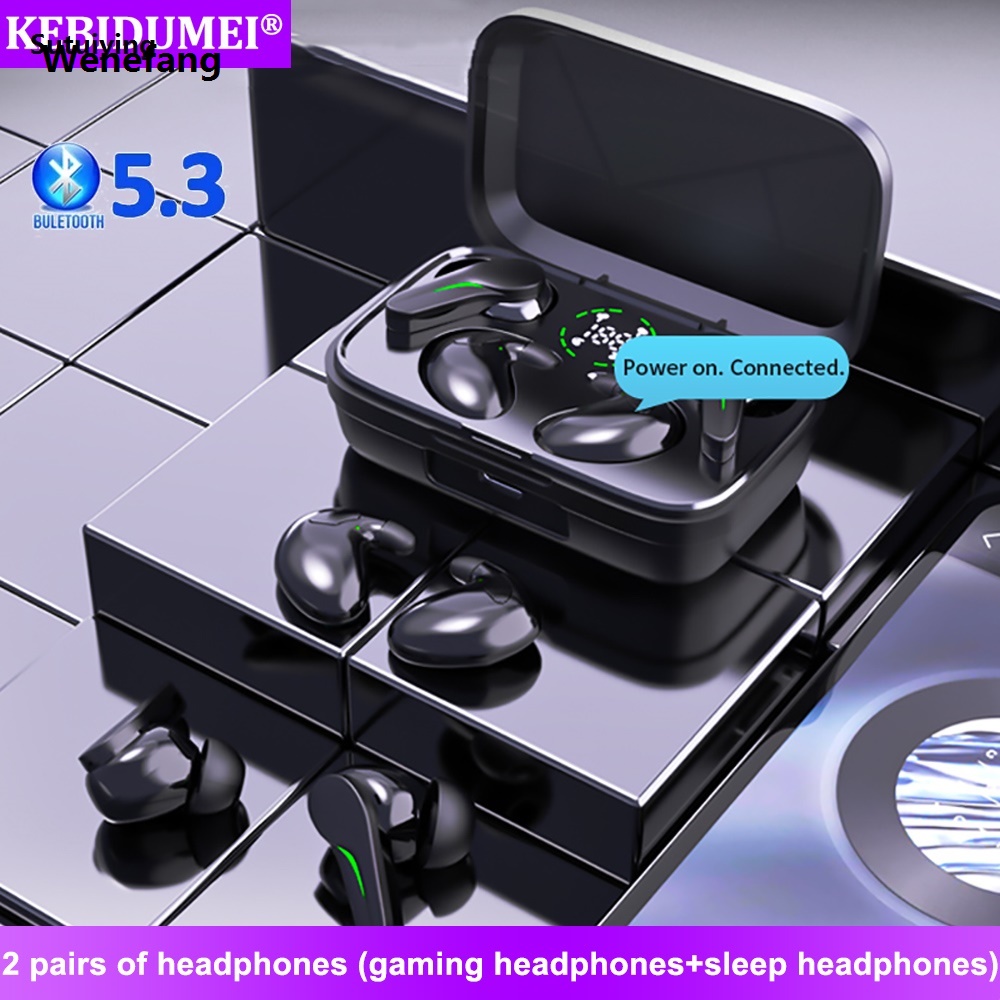 Wenefang Sutuiying Two Pairs of Headphones Bluetooth 5.3 Gaming Headsets+ Wireless 【2025 Sales promotion Version】 Mini Sleep Earphones HiFi Stereo Sports Noise Reduction Earbuds