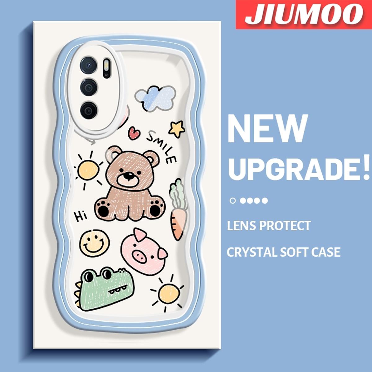 50% discount JIUMOO For OPPO A16 OPPO A16s OPPO A54s Case Fashion Graffiti Animal Pattern Colorful Lovely Cream Wave Border Soft Clear Shockproof Phone Cases Creative Camera Transparent Casing Simple Gentle Protective Cover