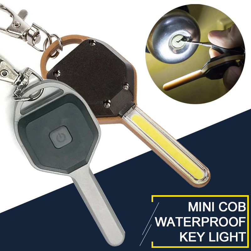 Mini COB LED Key Chain Flashlight Portable Keyring Light Torch Pocket Emergency Camping Lamp
