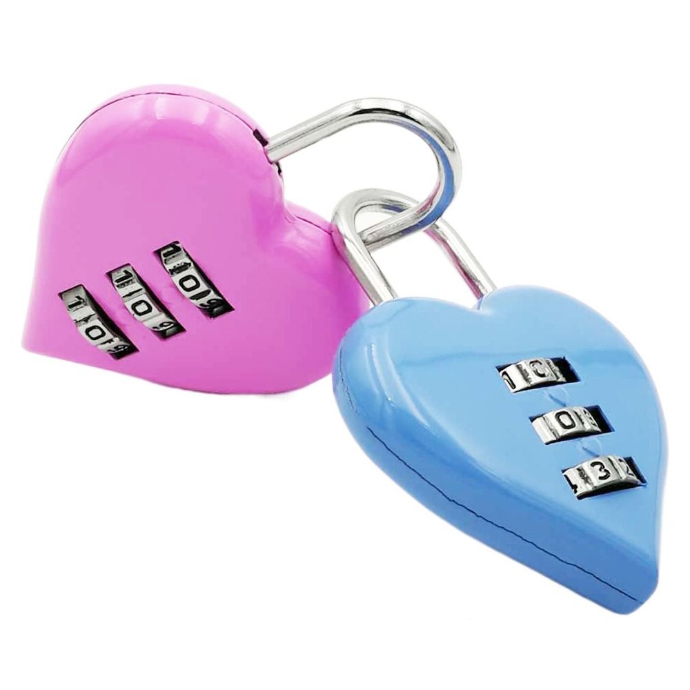 Portable Small Heart Mini Coded Keyed 3 Digit Password Combination Bicycle Password Padlock Metal Code Lock Luggage Password Padlock Drawer Password Locks Luggage Anti-Theft Locks Suitcase Code Locks