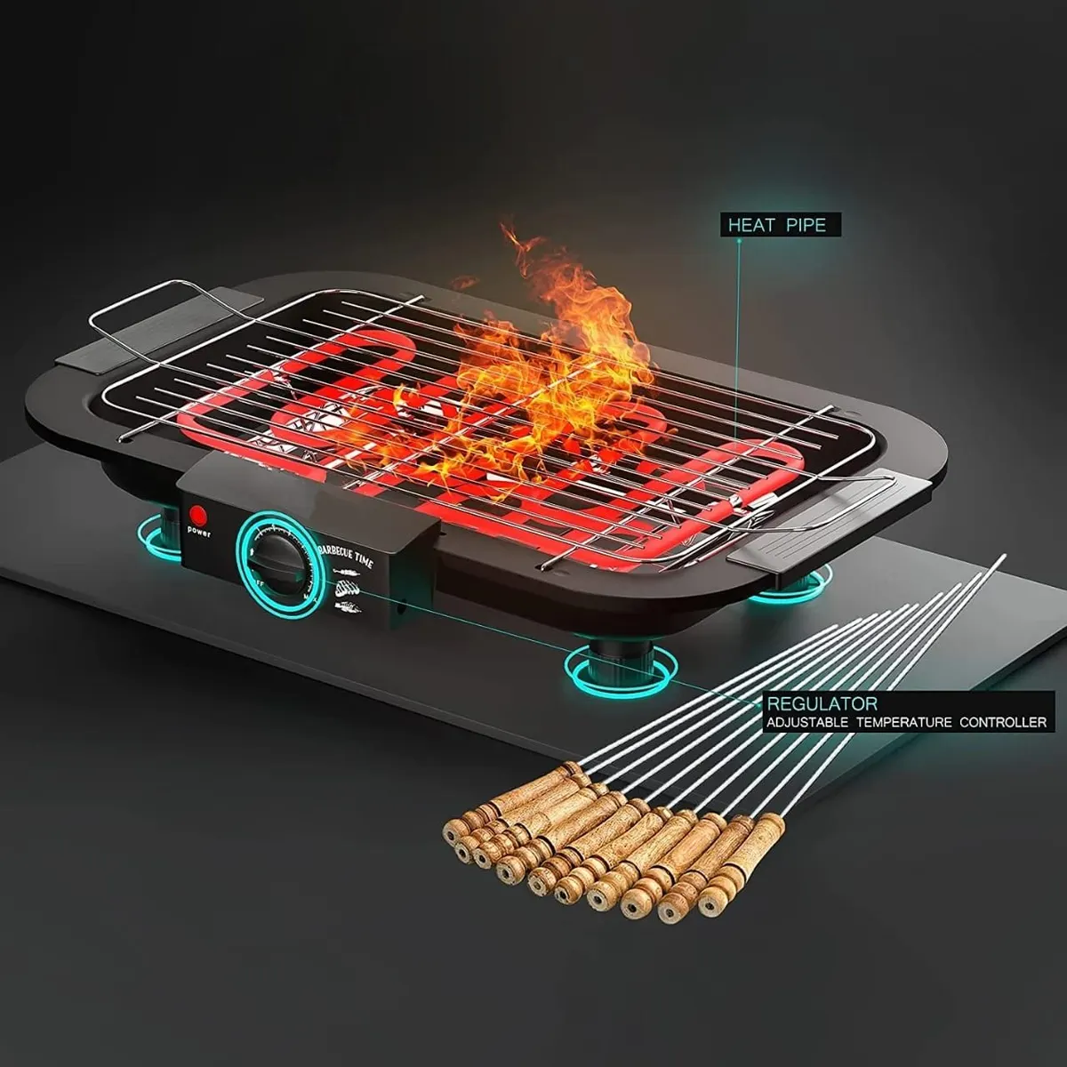 Electric Smokeless Portable Temperature Control Barbeque Grill Machine 2000W - image 1