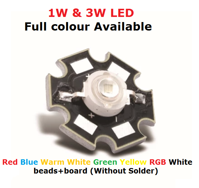 10pair 1W 3W High Power LED Lamps Warm White 30mil 45mil Chips High Light Lights Red Blue Green Yellow 10pcs Beads +10PCS Board
