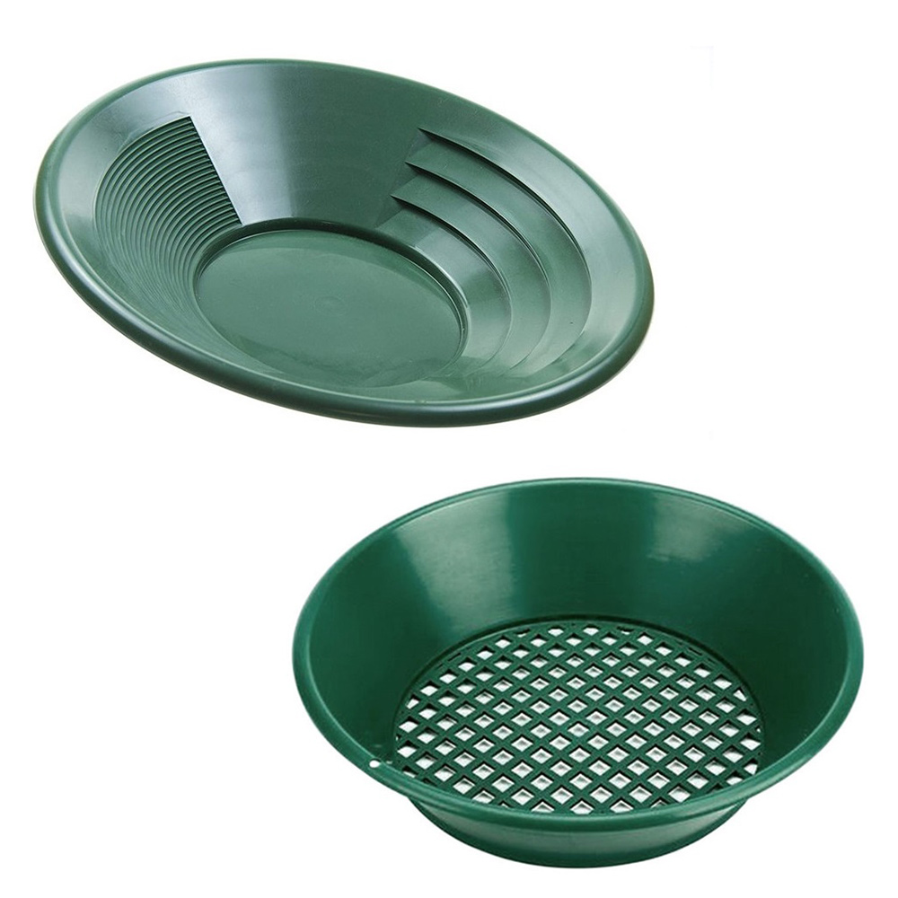 NCANRUI 2 Pcs Washing, Gold Panning Machine, Screen, Mining Screen, Metal Detection Tools, Sieve Gold Pan, Green Plastic Bowl