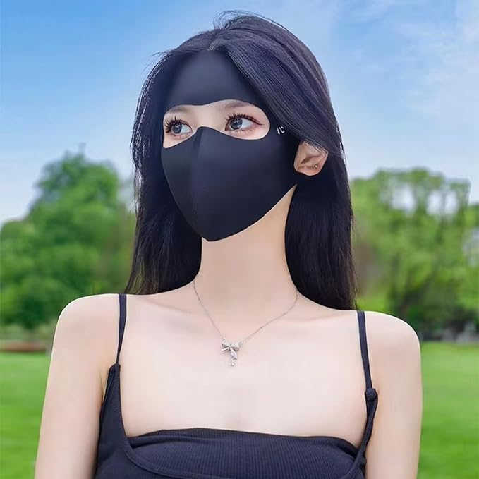 Ultra-Thin Ice Silk Full Face Mask | UV Protection SPF 50++ Breathable Sun Mask for Bike Riding, Cycling & Outdoor Use