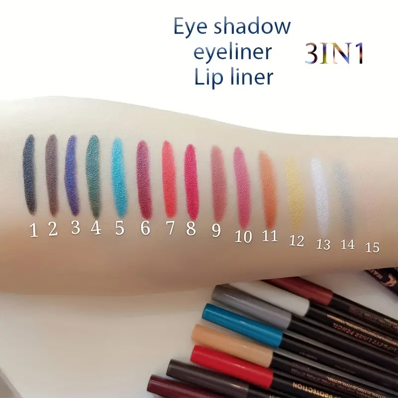 Linman totoro New style 15 Colors Eyeliner Pencil , Multipurpose For Lip Liner High Quality Eyelid Eyeshadow Pencil, Waterproof Smudge Proof Pearly Eyeliner Gel Pen